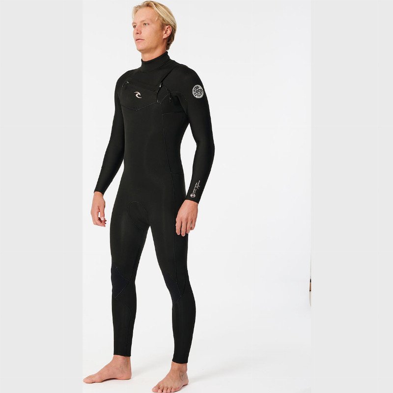 Dawn Patrol Perf 4/3mm Chest Zip Wetsuit in Black