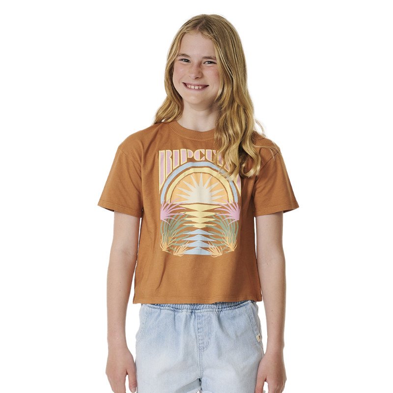 Rip Curl Girls Glow Heritage Crop T-Shirt - Light Brown