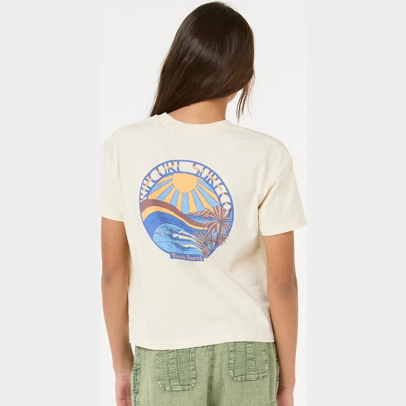 Girls Sun & Sea Crop T-Shirt in Bone