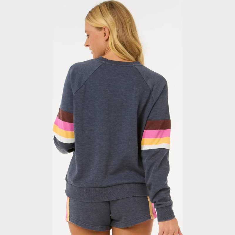 Las Dalias Raglan Crew Sweatshirt in Navy