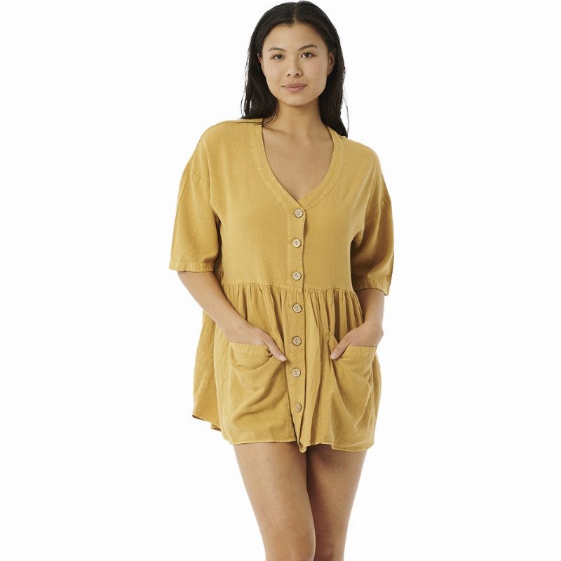 Rip Curl Premium Linen Dress - Gold