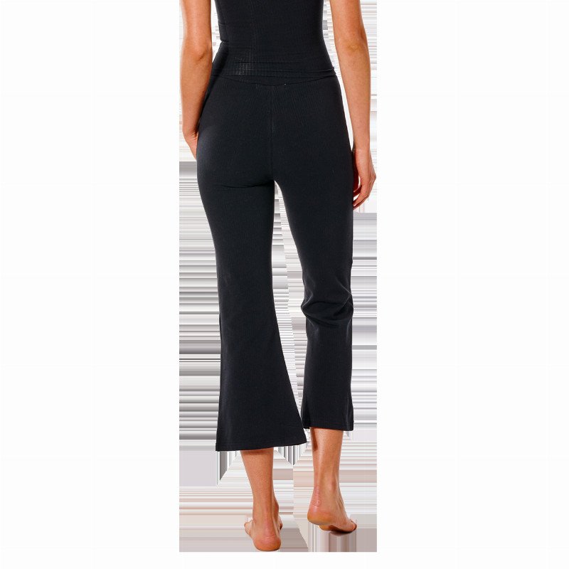 Premium Rib Cropped Trousers in Black