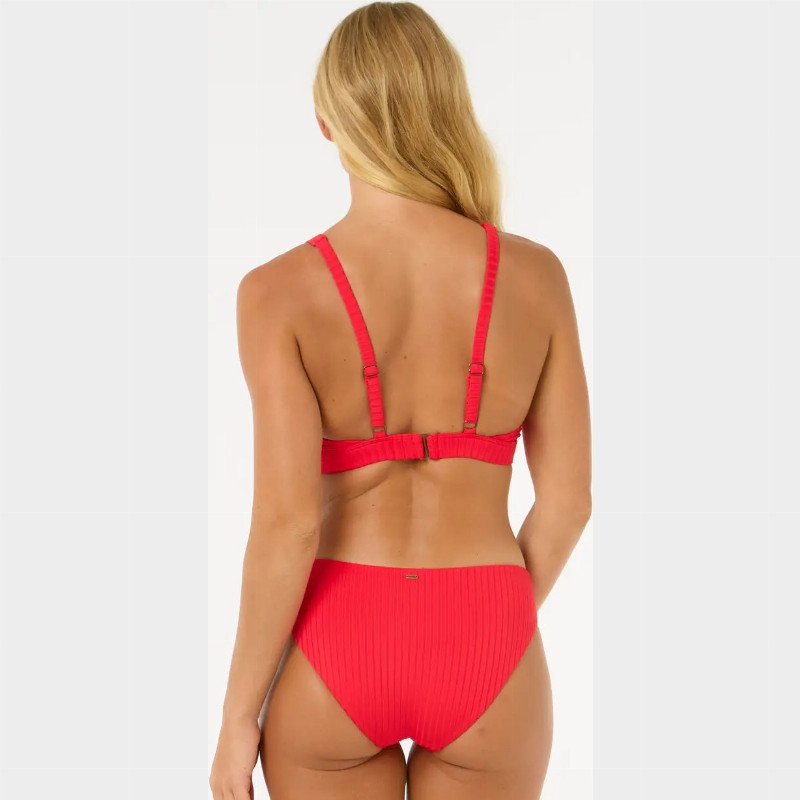 Premium Surf D-DD Deep V Bikini Top in Hibiscus Red