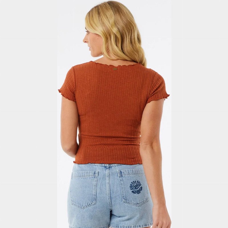 SOLEIL TEXTURED TOP IN DARK RUST