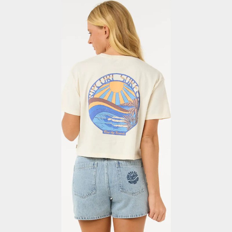 Sun & Sea Crop T-Shirt in Bone