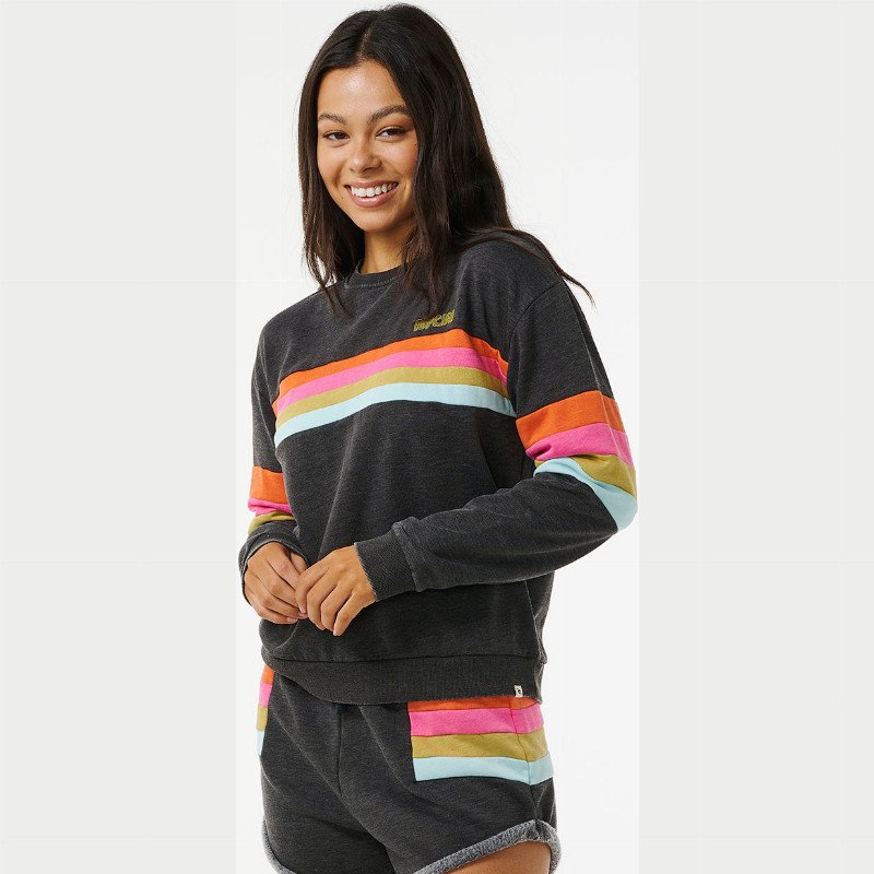 Surf Revival Panelled Sweatshirt in Washed Black