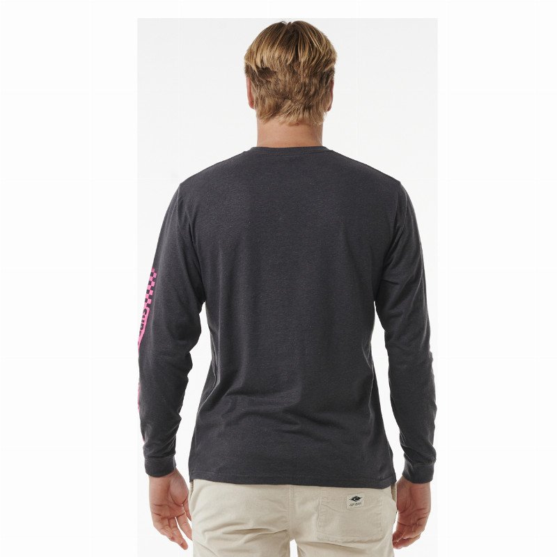 Surfer Dude Long Sleeve T-Shirt in Washed Black