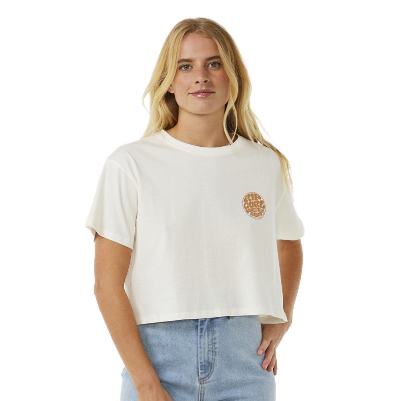 Rip Curl Wettie Icon Crop T-Shirt - Bone