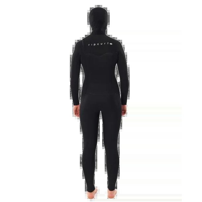 WOMENS DAWN PATROL 5/4MM HOODED CHEST ZIP WETSUIT IN BLACK