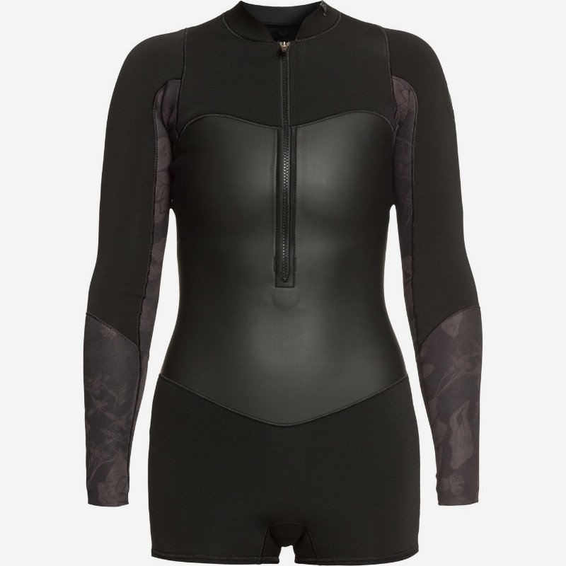 1.5mm Satin - Long Sleeve Front Zip Springsuit for Women - Black - Roxy