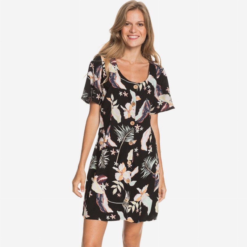 All Eyes On Love - Short Sleeve Dress for Women - Black - Roxy