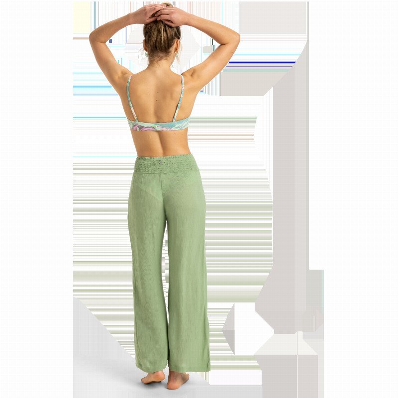 Along The Beach Trousers in Basil