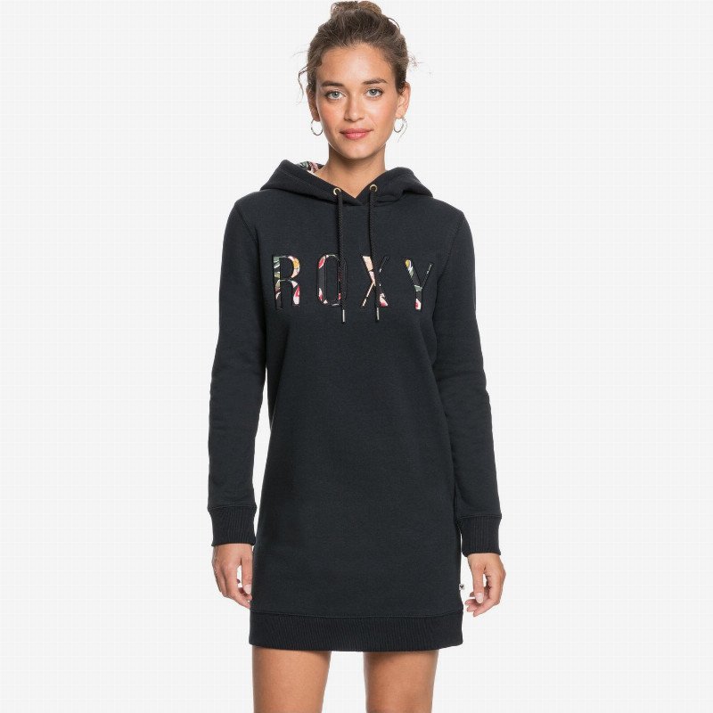 Be Rider - Long Sleeve Hoodie Dress for Women - Black - Roxy