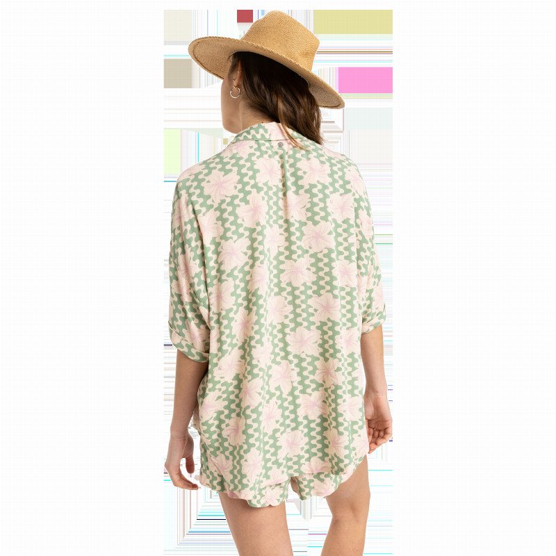Beach Nostalgia Shirt in Basil Party Waves