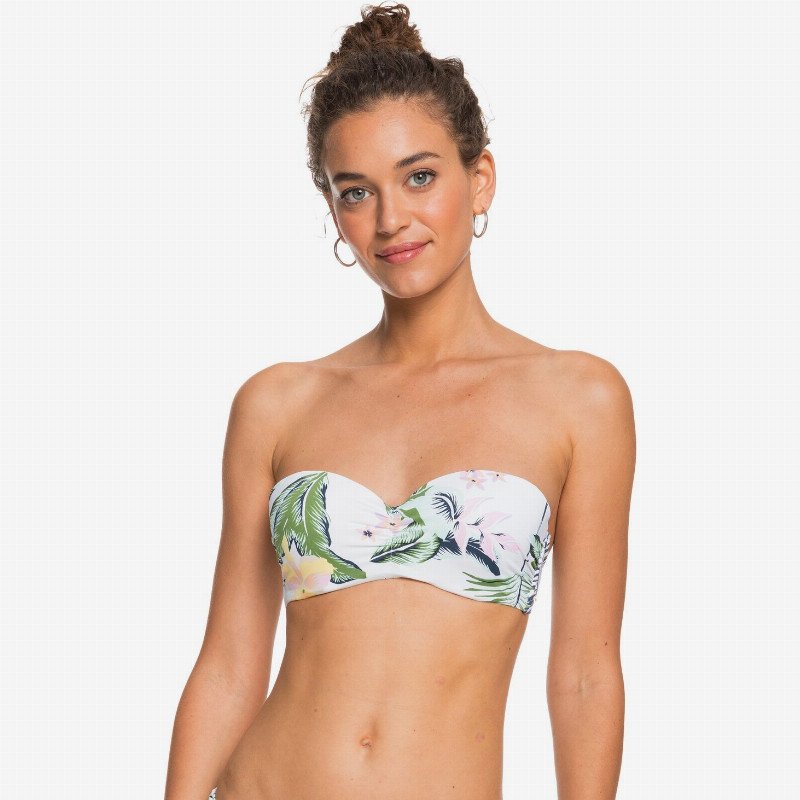 ROXY Bloom - Moulded Bandeau Bikini Top for Women - White - Roxy