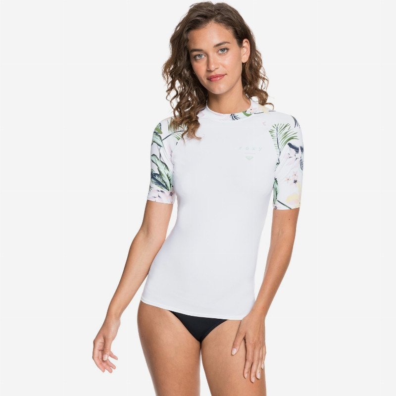 ROXY Bloom - Short Sleeve Rashguard for Women - White - Roxy