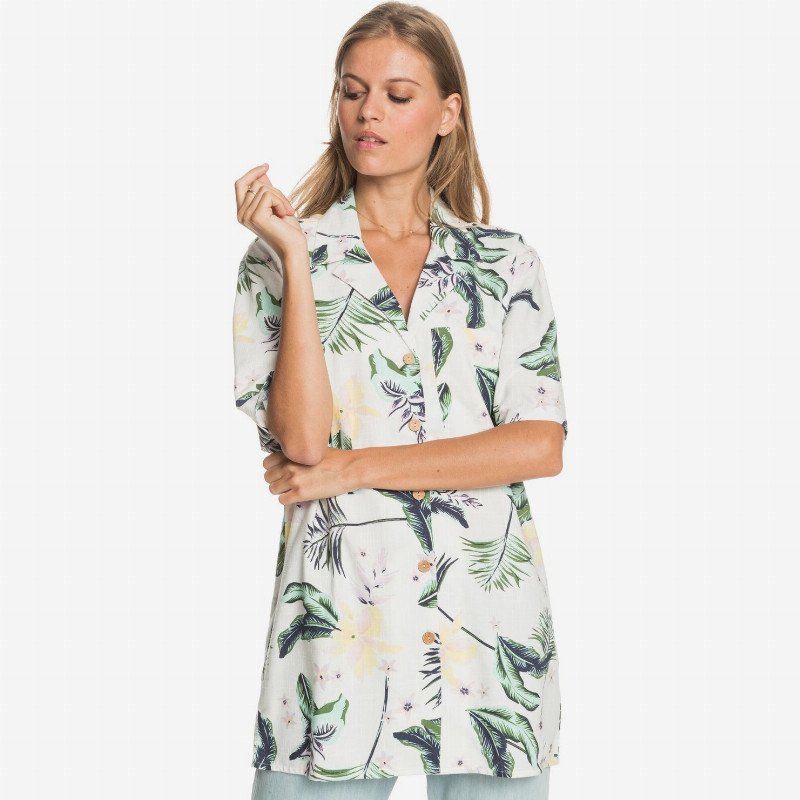 Caravan Of Sun - Oversize Short Sleeve Shirt for Women - White - Roxy