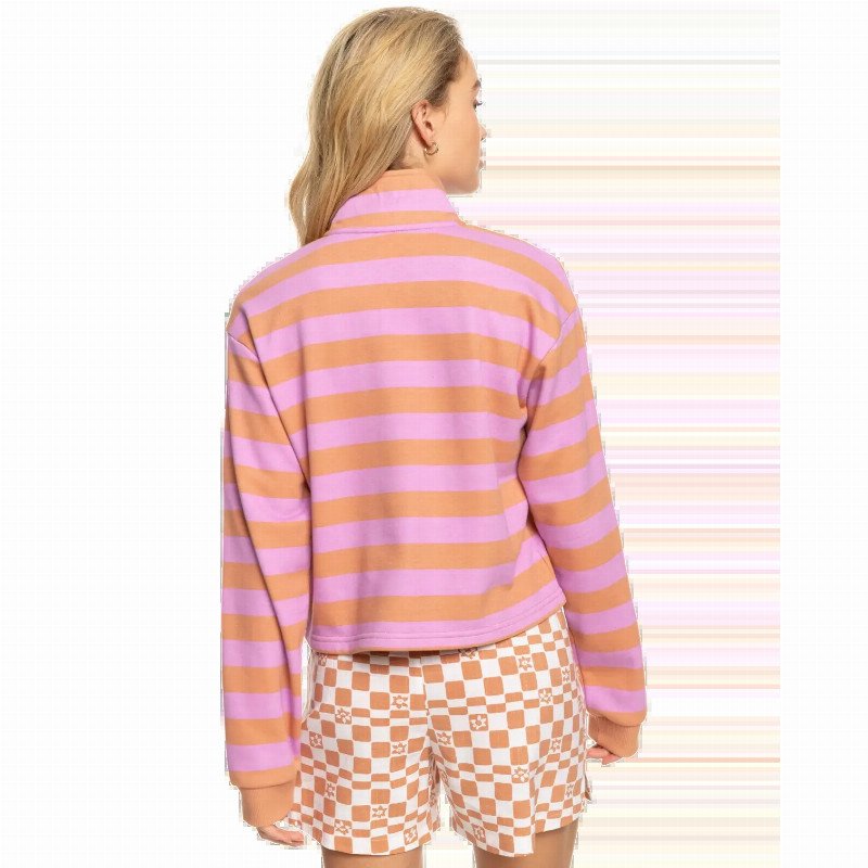 CAREFREE VIBE 1/4 ZIP SWEATSHIRT IN CORK SUNRAY STRIPE