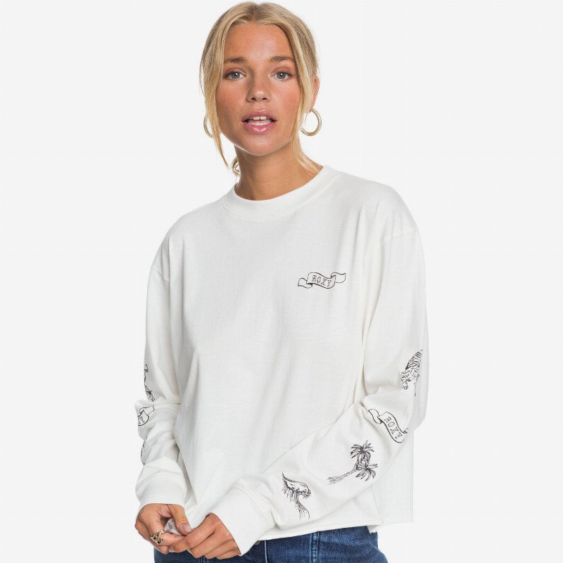 Fly Over The World B - Long Sleeve T-Shirt for Women - White - Roxy