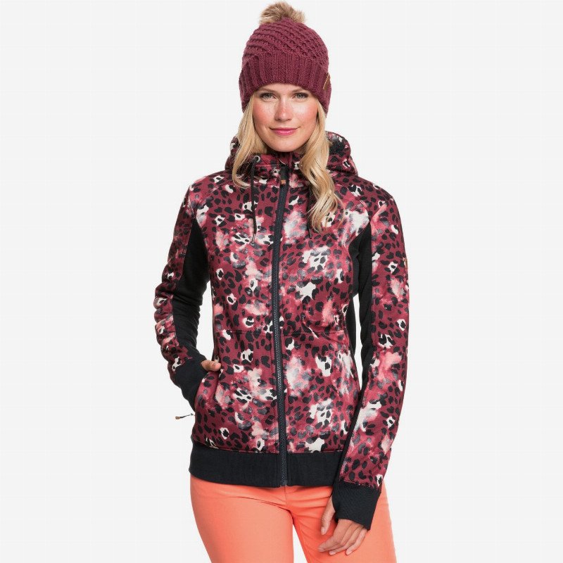 Frost Printed - Technical Zip-Up Hoodie for Women - Red - Roxy