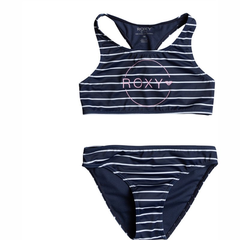 Roxy Girls Bico Stripe Crop Top Bikini Set - Naval Academy