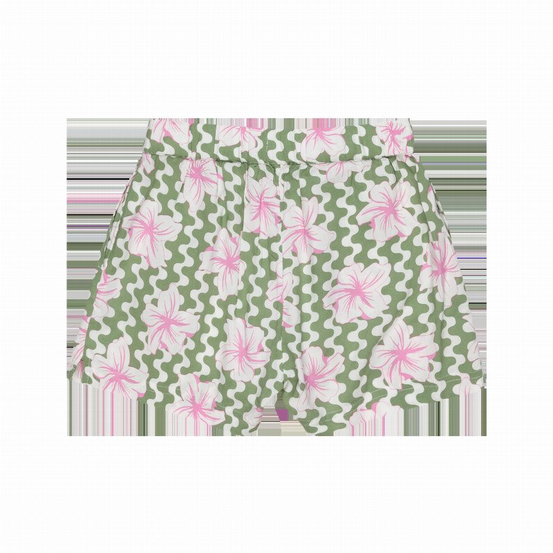 Girls Blue Ocean Floor Shorts in Basil Party Waves