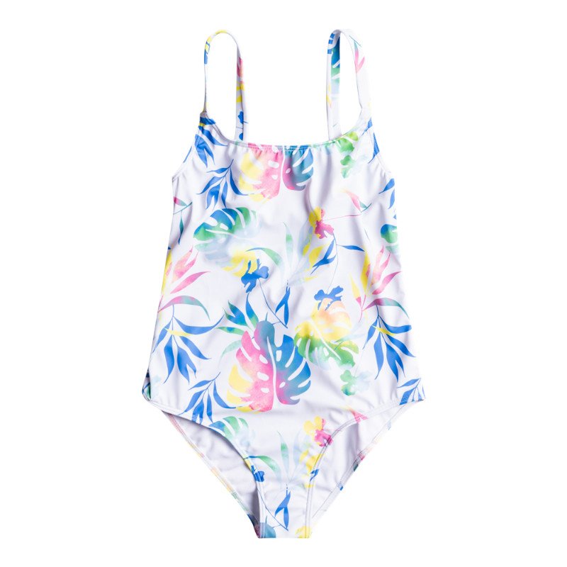 Roxy Girls Good Romance Swimsuit - Bright White Surf Trippin