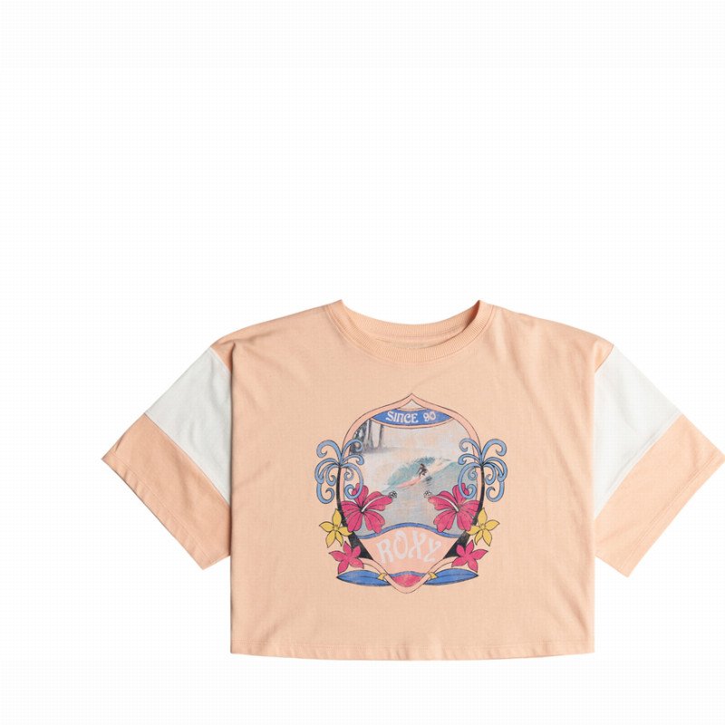 Roxy Girls Lets Get It Started T-Shirt - Peach Parfait