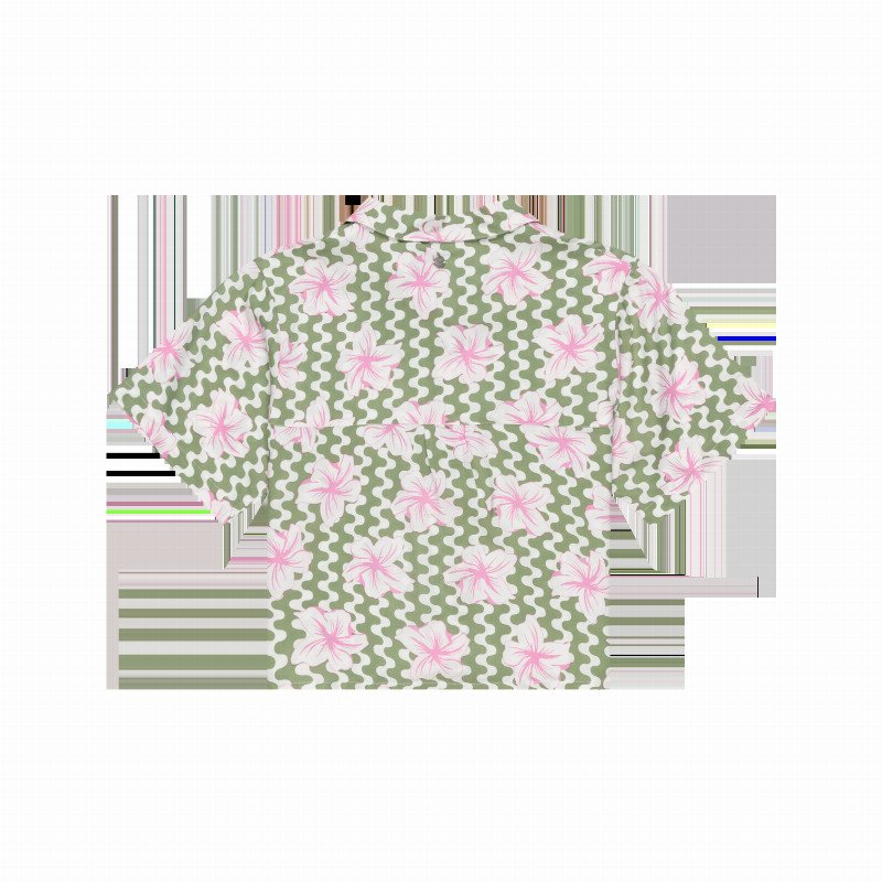 Girls Salty Sun Shirt in Basil Party Waves