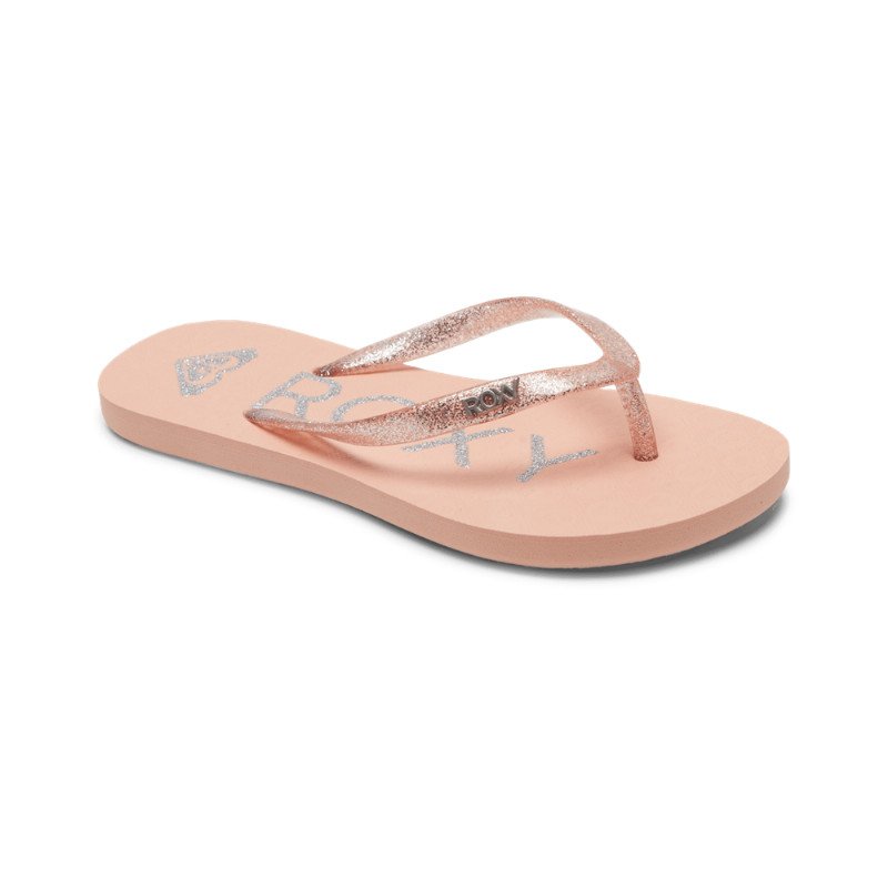 Roxy Girls Viva Sparkle Flip Flops - Light Peach