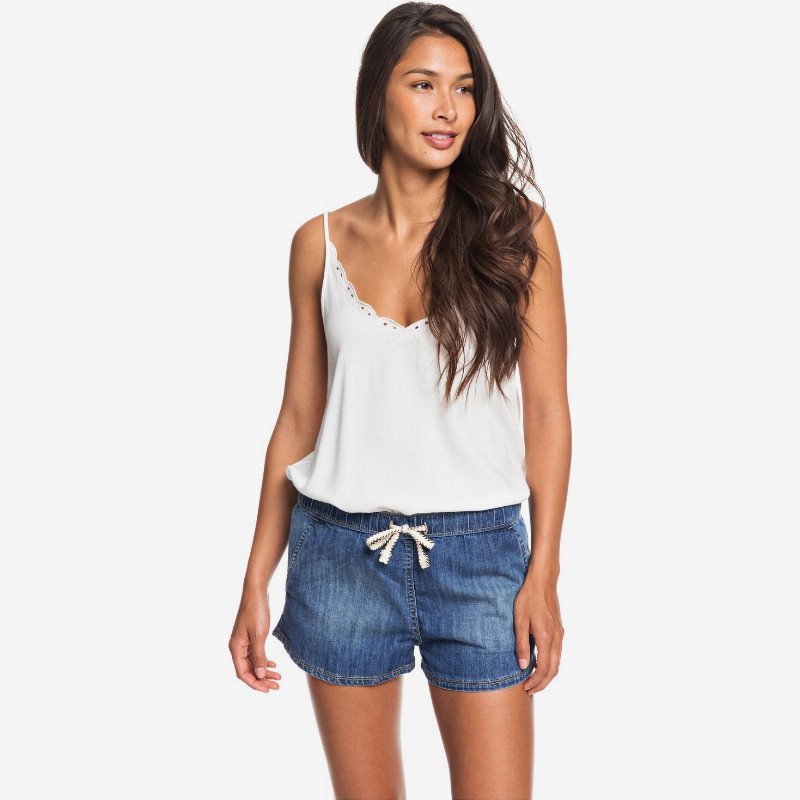 Go To The Beach Elasticated Denim Shorts - Blue - Roxy