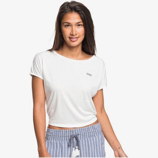 Happy Memories - Cropped Tie-Back T-Shirt for Women - White - Roxy