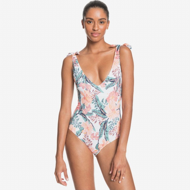 Roxy Just Shine One Piece Swimsuit For Women White Roxy Just Shine One Piece Swimsuit For Women White