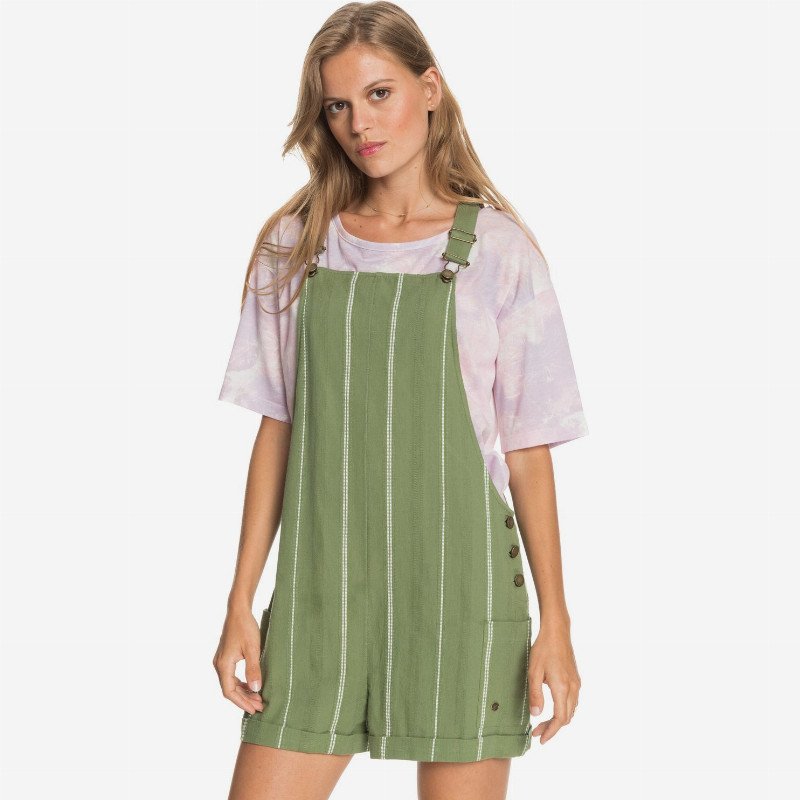 Low Rising - Dungaree Shorts for Women - Green - Roxy