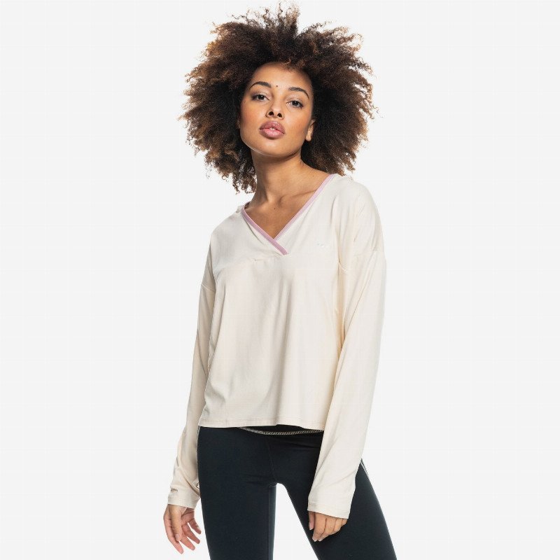 Me And The Rhythm - Long Sleeve Sports Top for Women - Beige - Roxy