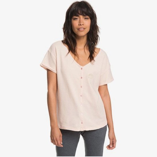 NEVER GIVE UP - BUTTON-UP T-SHIRT FOR WOMEN PINK