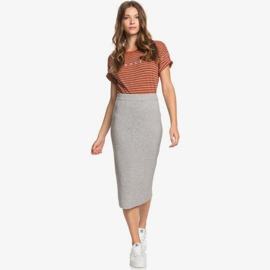 On My Cloud - Midi Bodycon Skirt for Women - Grey - Roxy