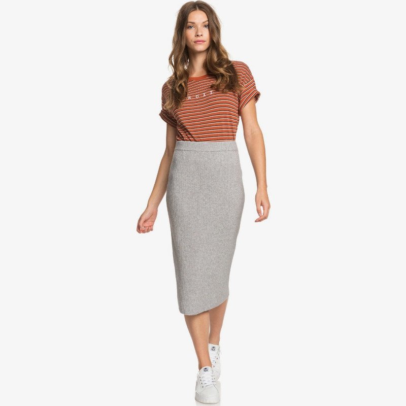 On My Cloud - Midi Bodycon Skirt for Women - Grey - Roxy