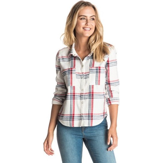 PLAID PARTY - LONG SLEEVE SHIRT FOR WOMEN WHITE