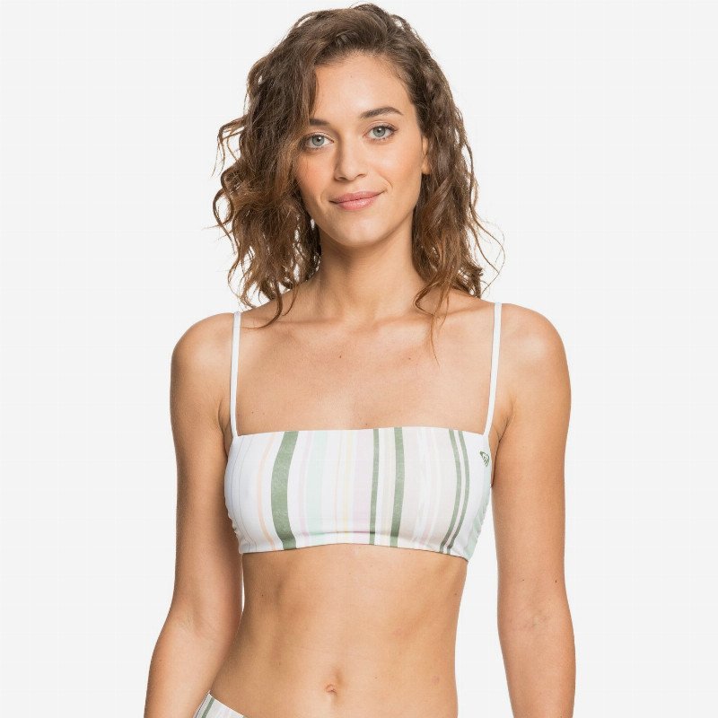 Sea & Waves Revo - Reversible Bandeau Bikini Top for Women - White - Roxy