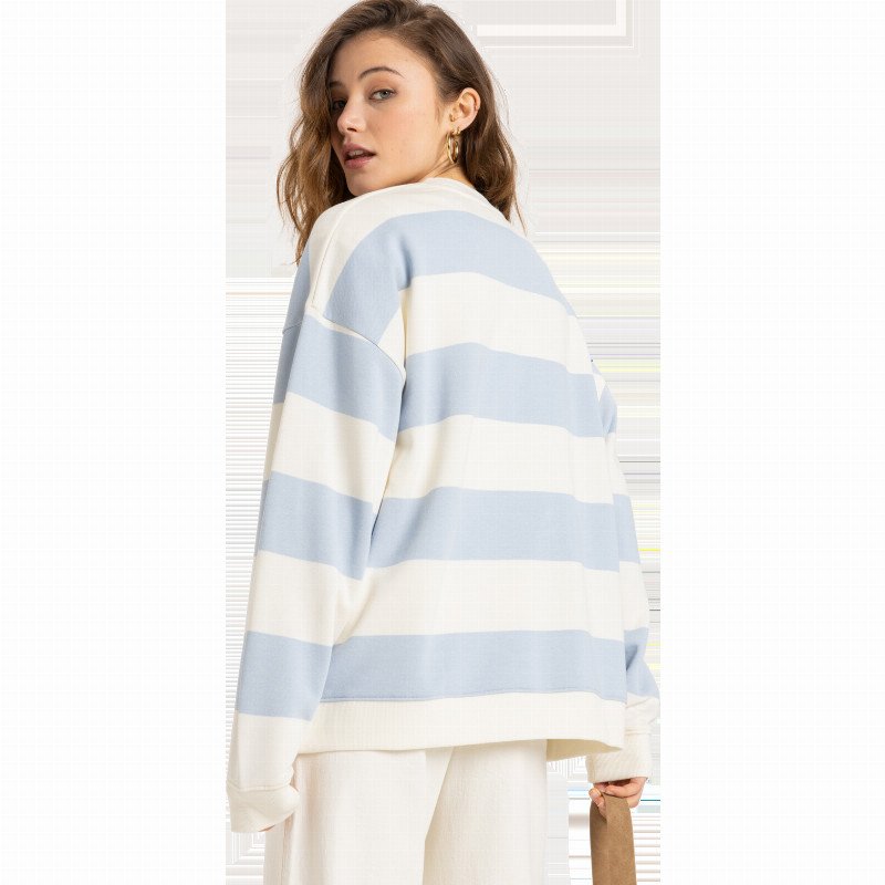Strictly Stripes Oversized Sweatshirt in Skyway