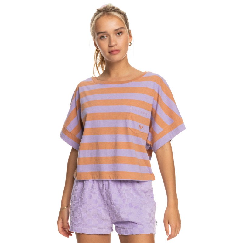 Roxy Stripy Sand T-Shirt - Cork Sunray Stripe