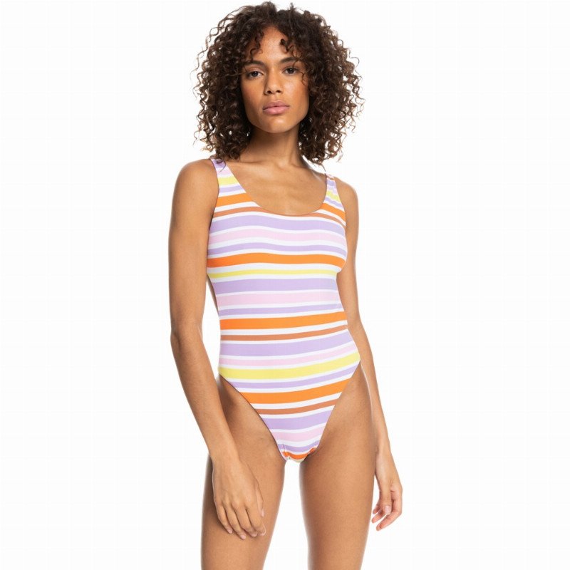 Roxy Surf Kind Kate Onr Piece Swimsuit - Bright White Aloha Stripe