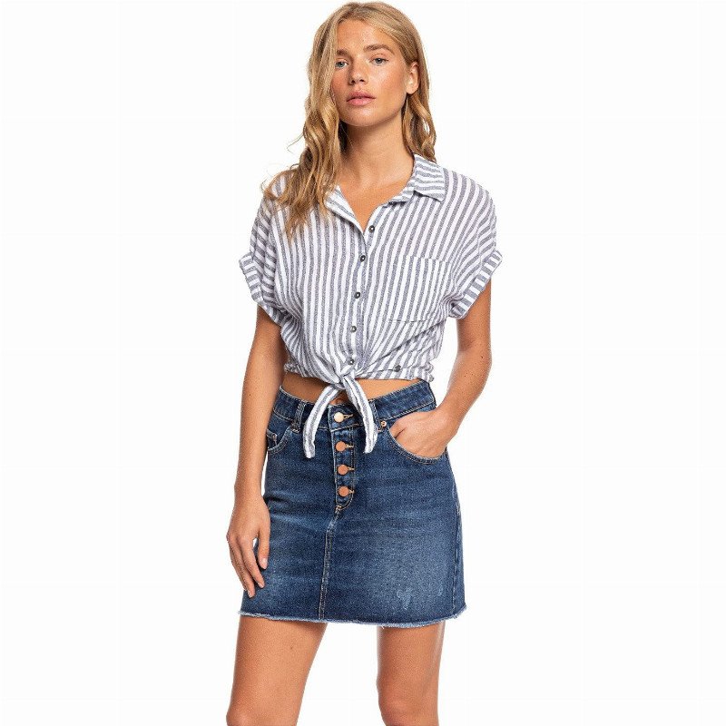 Surfing Girl Power - High Waist Denim Skirt for Women