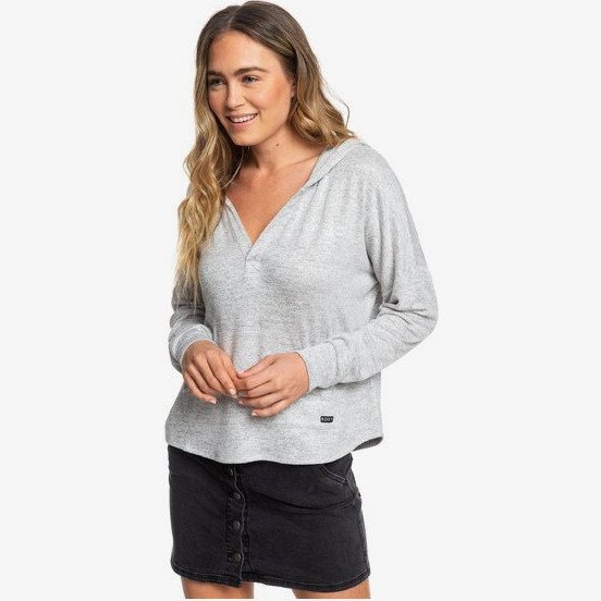 SWEET THING - HOODED LONG SLEEVE TOP FOR WOMEN GREY