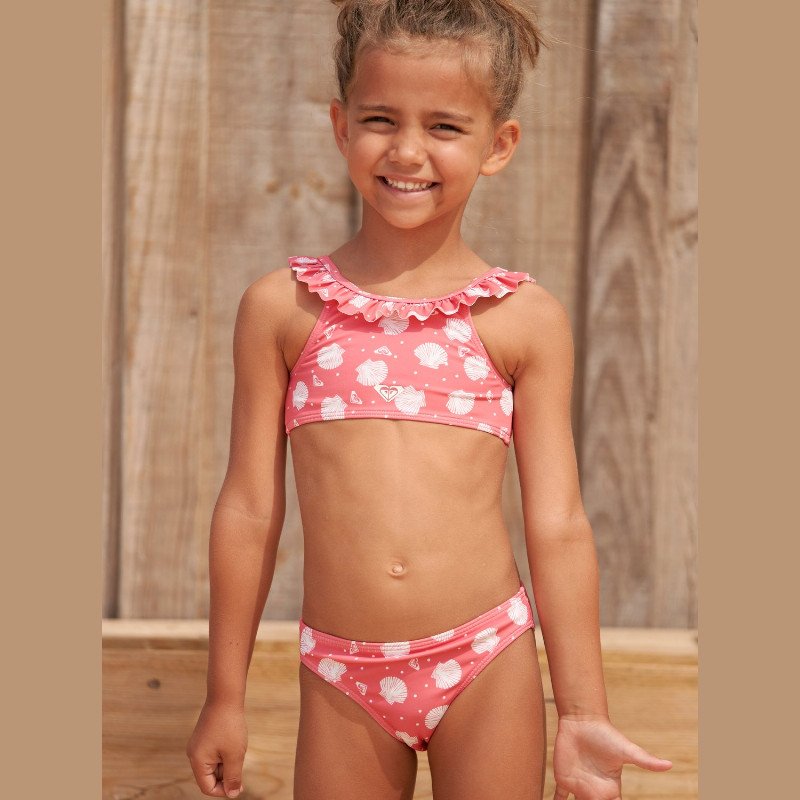 Teeny Everglow - Crop Top Bikini Set for Girls 2-7 - Pink - Roxy