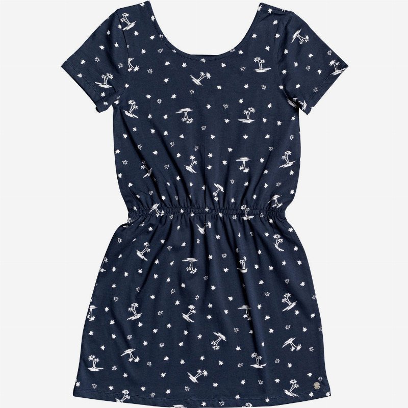 The Clouds - Short Sleeve Dress for Girls 4-16 - Blue - Roxy