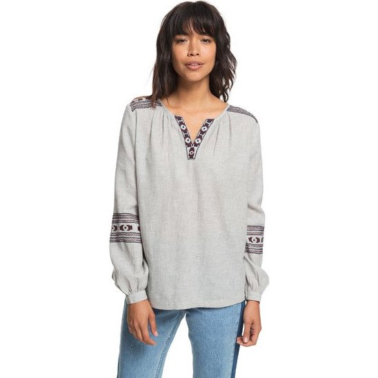 TIMING MATTERS - LONG SLEEVE BLOUSE FOR WOMEN GREY