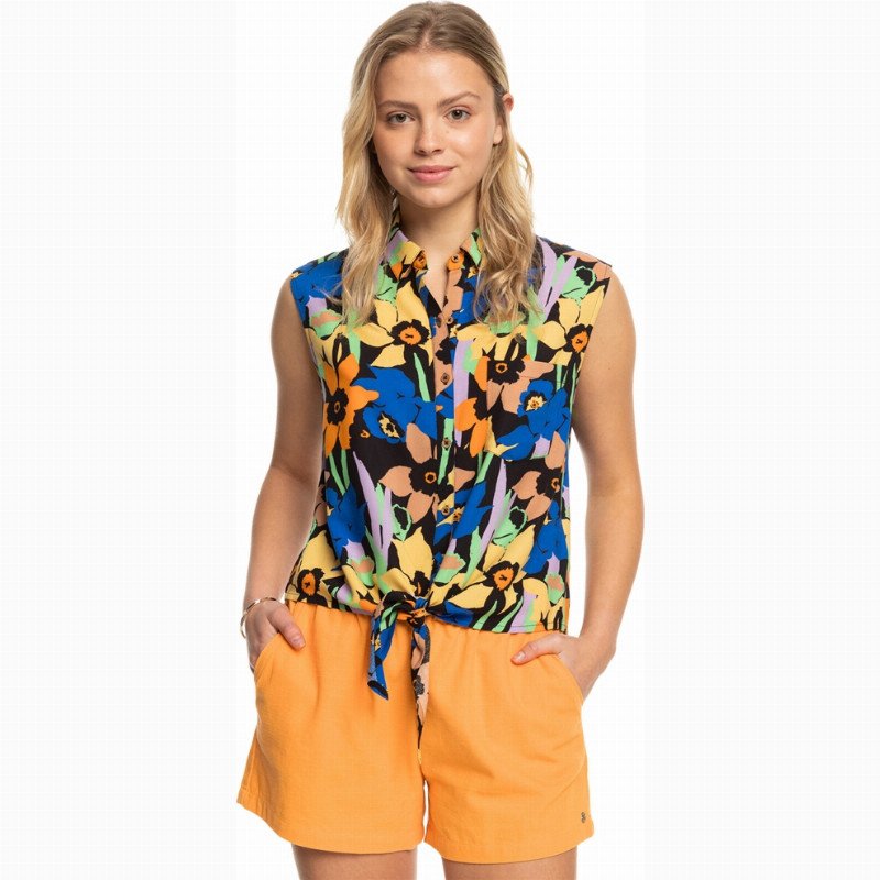 Roxy Tropical View Top - Anthracite Flower Jammin