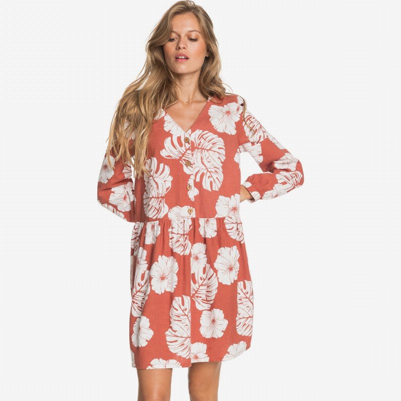 Wake Up Darling - Short Long Sleeve Dress for Women - Pink - Roxy